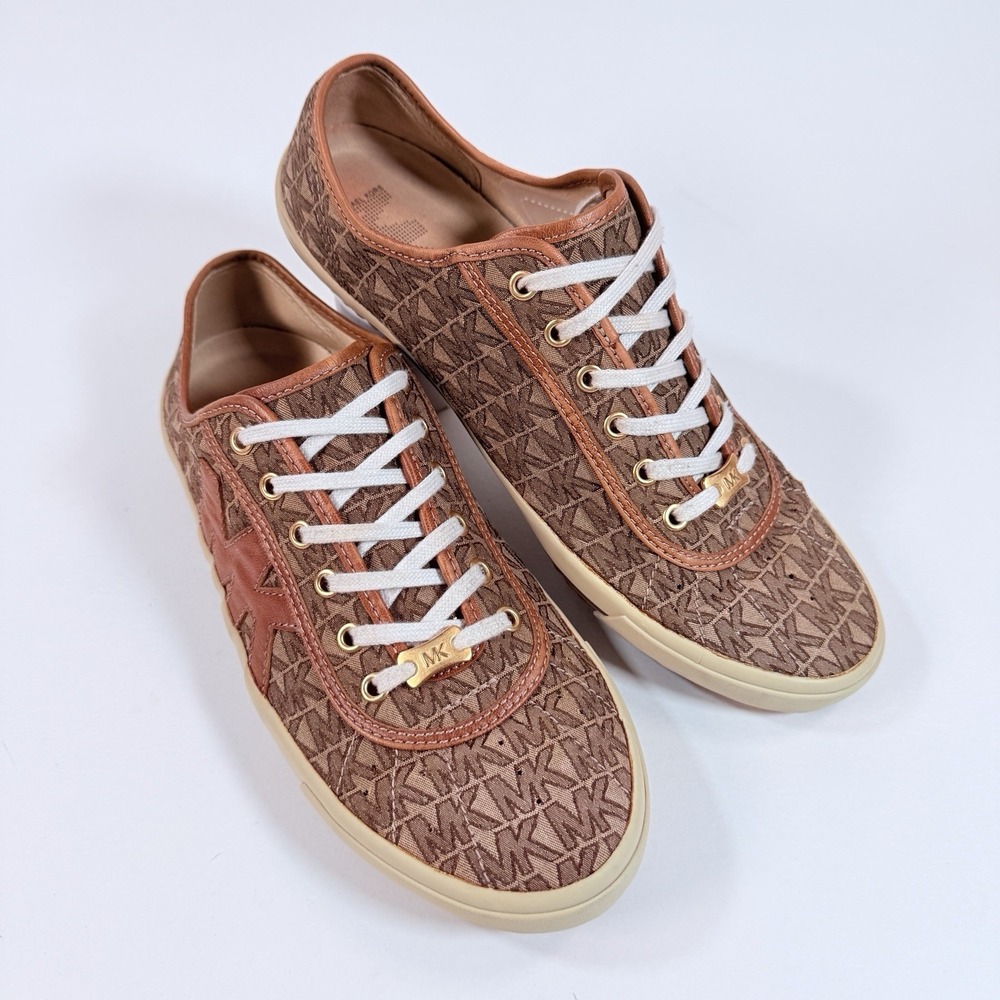 Michael Kors Roan Sneakers Womens 10 MK Signature Brown Monogram 40S8ROAS2Y